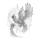 phoenix and broken chains tattoo design idea