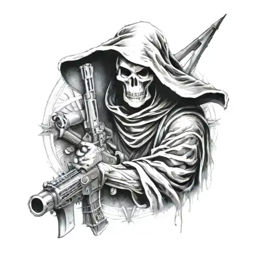 grim reaper with sniper   tattoo design idea