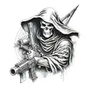 grim reaper with sniper   tattoo design idea