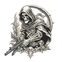grim reaper with sniper   tattoo design idea