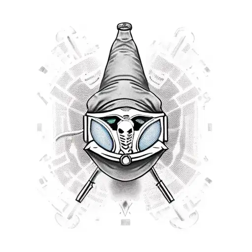 A Plague Doctor wearing Pit viper sunglasses, giving a modern twist to the historical figure and showcasing the client's unique interests tattoo design idea