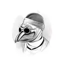 A Plague Doctor wearing Pit viper sunglasses, giving a modern twist to the historical figure and showcasing the client's unique interests tattoo design idea