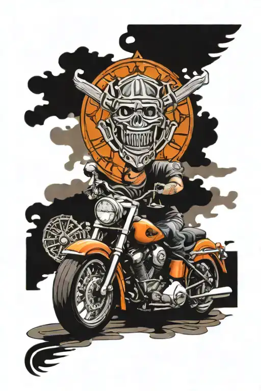 Harley Davidson motorcycle riding tattoo design idea