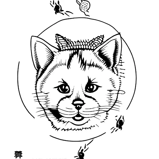 cat, chow chow dog and 2 rabbits tattoo design idea