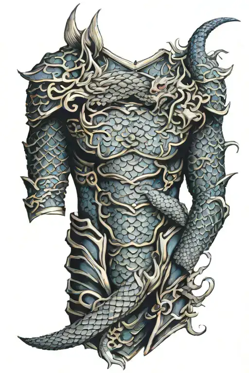 Dragon scale armor sleeve  tattoo design idea