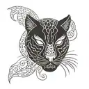 Japanese panther cat mask  tattoo design idea