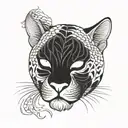 Japanese panther cat mask  tattoo design idea