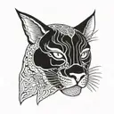 Japanese panther cat mask  tattoo design idea