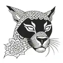 Japanese panther cat mask  tattoo design idea