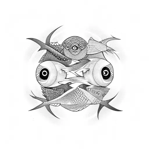Yin and Yang with fishes tattoo design idea