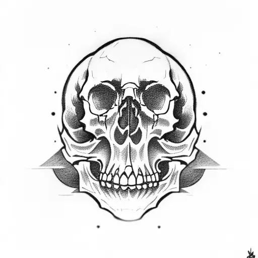 skull and weapon tattoo design idea