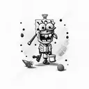 spongebob with weapon tattoo design idea