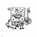 spongebob with weapon tattoo design idea