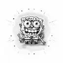 spongebob with weapon tattoo design idea