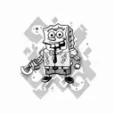 spongebob with weapon tattoo design idea