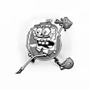 spongebob with weapon tattoo design idea