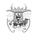 spongebob with weapon tattoo design idea