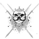 skull and weapon tattoo design idea