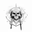 skull and weapon tattoo design idea
