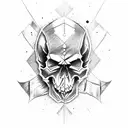 skull and weapon tattoo design idea