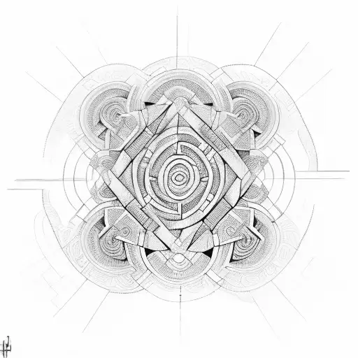 Intricate labyrinth with hidden messages tattoo design idea