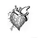 Mechanical heart guarded by thorny vines tattoo design idea