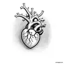 Mechanical heart guarded by thorny vines tattoo design idea