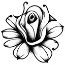 really basic flower on a stem with a tiny bit of grass at the bottom tattoo design idea