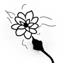 really basic flower on a stem with a tiny bit of grass at the bottom tattoo design idea