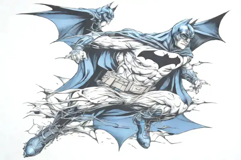 funny batman break out tattoo design idea