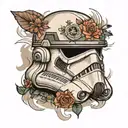 storm trooper helmet with background  tattoo design idea