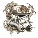 storm trooper helmet with background  tattoo design idea