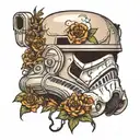 storm trooper helmet with background  tattoo design idea
