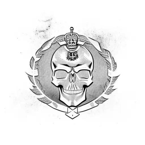 skull with green beret and PPCLI badge, commando dagger tattoo design idea