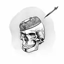 skull with green beret and PPCLI badge, commando dagger tattoo design idea
