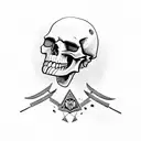 skull with green beret and PPCLI badge, commando dagger tattoo design idea