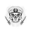skull with green beret and PPCLI badge, commando dagger tattoo design idea