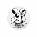 Mickey Mouse ears, shamrock, baseball, football, surrounding a curling stone tattoo design idea