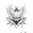 Phoenix with lone wolf  tattoo design idea