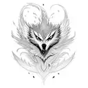 Phoenix with lone wolf  tattoo design idea
