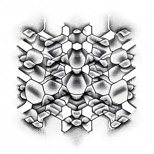 honeycombs, psychotic shading on one side, 3d, hypnotic tattoo design idea