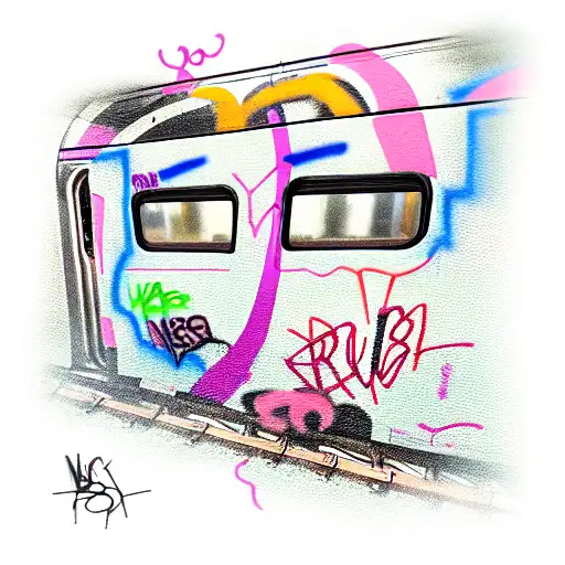 NY graffiti on a train that reads Bugjr2 tattoo design idea