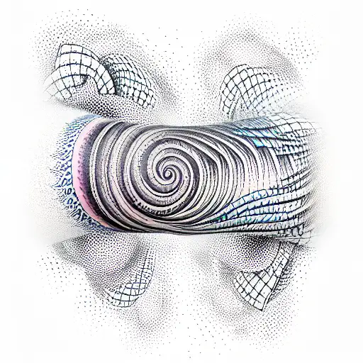 sleeve,ocean waves, psychotic, shading on one side, 3d, hypnotic tattoo design idea