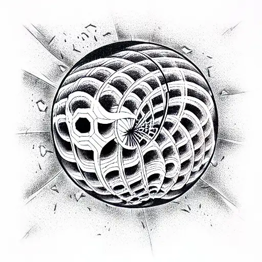 evil, honeycombs, psychotic black hole, shading on one side, 3d, hypnotic tattoo design idea