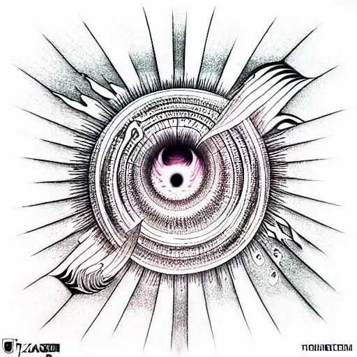 evil, ocean waves, psychotic black hole, shading on one side, 3d, hypnotic tattoo design idea