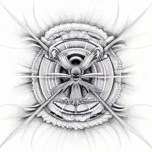 dangerous, ocean waves, psychotic, shading on one side, 3d, hypnotic tattoo design idea