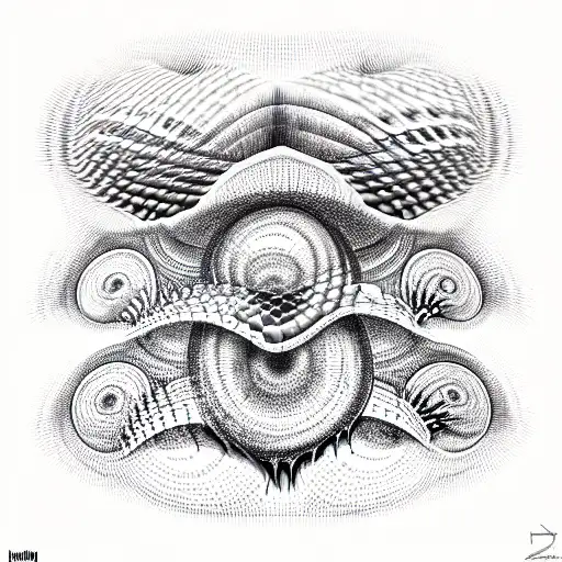 honeycombs, psychotic black worm, shading on one side, 3d, hypnotic tattoo design idea
