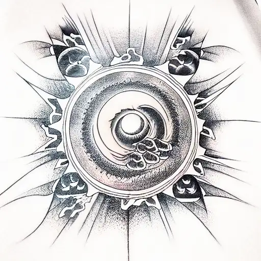 evil, honeycombs, psychotic black hole, shading on one side, 3d, hypnotic tattoo design idea