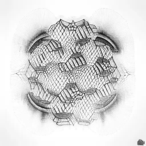 honeycombs, shading on one side, 3d, hypnotic tattoo design idea