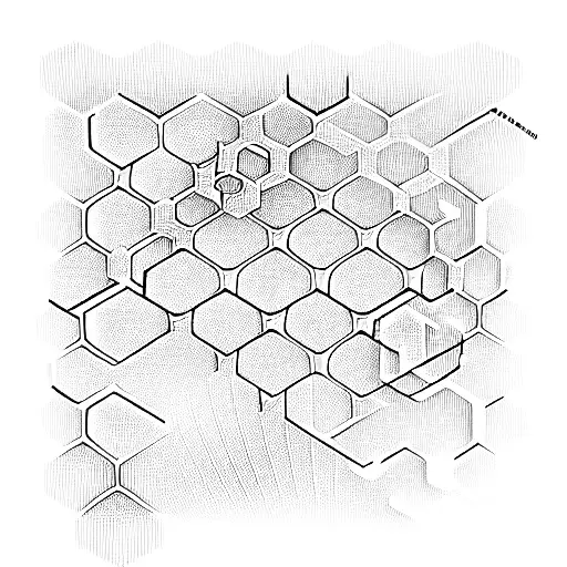 honeycomb sleeve with light shading on one side for a 3d effect tattoo design idea